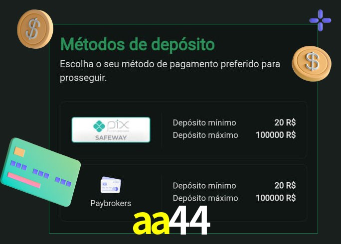 O cassino aa44 oferece uma grande variedade de métodos de pagamento